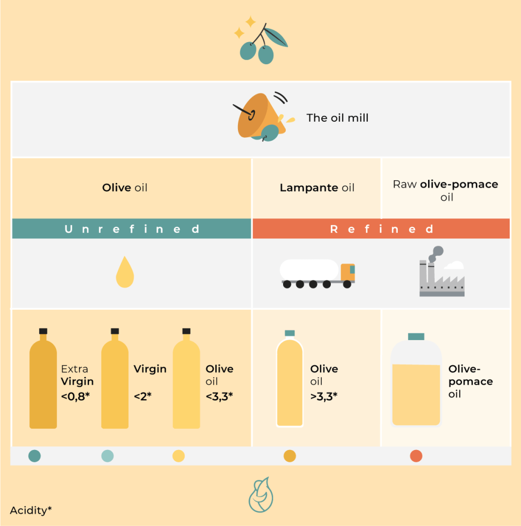 Infographic explaining the differences between different types of olive oil