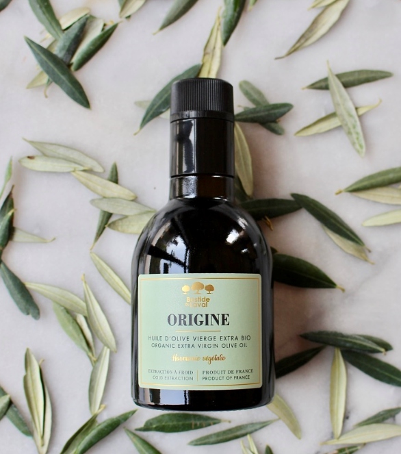 A bottle of extra virgin olive oil from Bastide du Laval