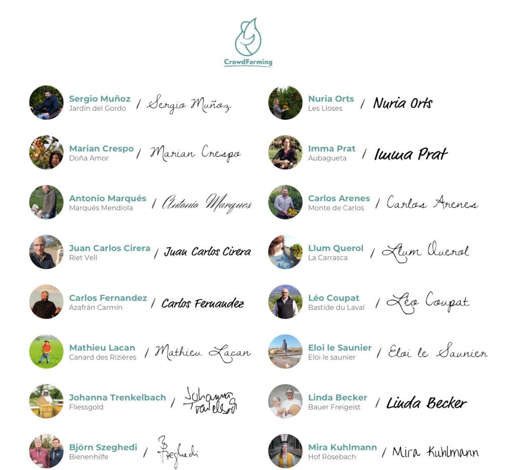 Manifeste signé par les agriculteurs de CrowdFarming